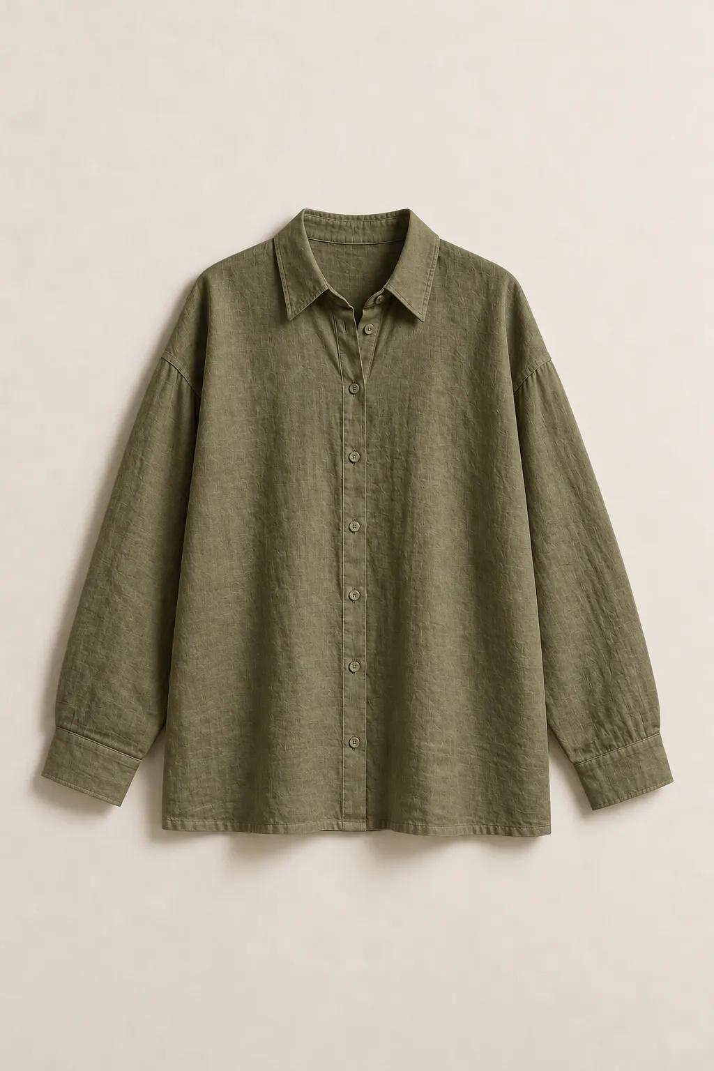 Camicia Ampia in lino, oliva