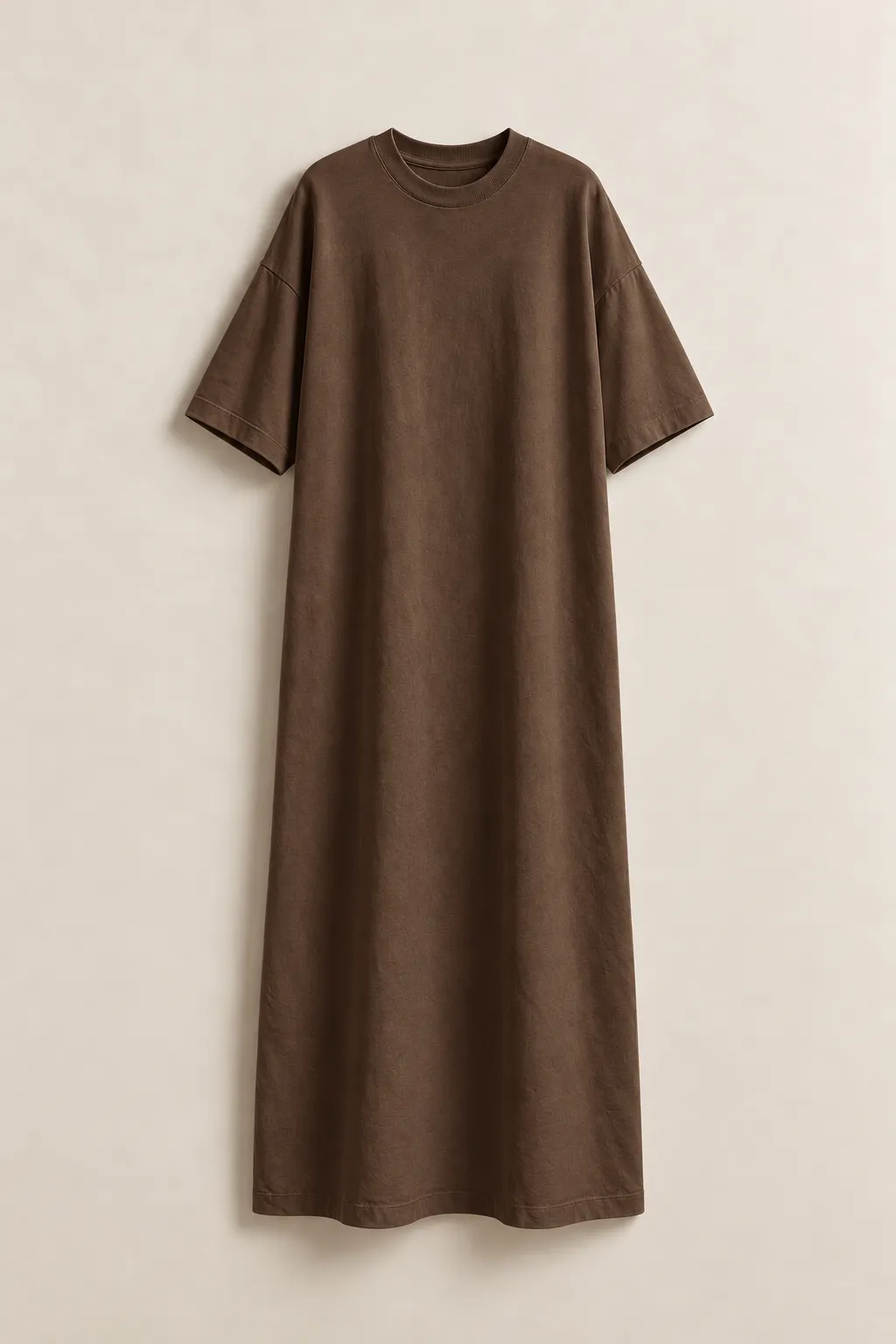 Vestito T-shirt lungo, caffè